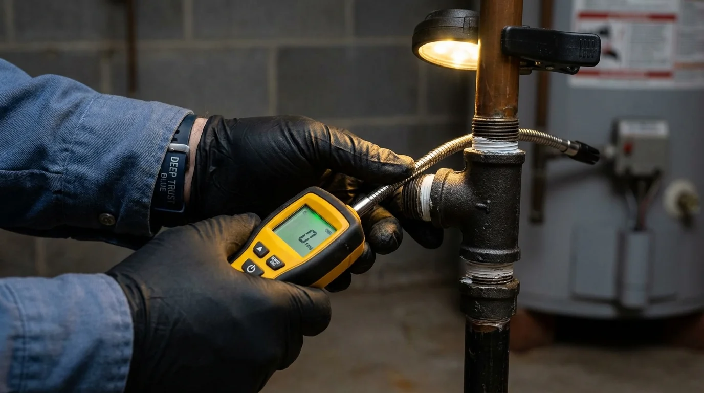 Gas leak detection with electronic sniffer by Johns Plumbing LLC in Falconer