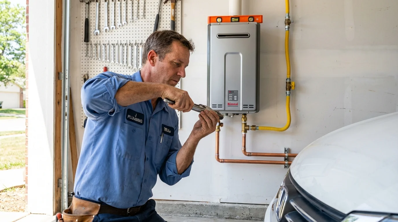 Tankless water heater installation by a Johns Plumbing LLC plumber in Falconer